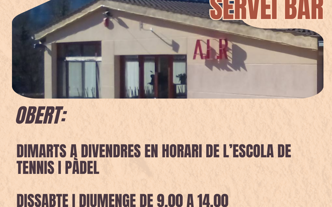 Horari temporal de Servei de Bar de l’AER